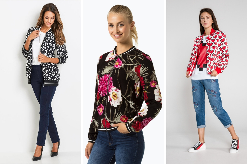 Bomberka z wyprzedaży w modne wzory to hit tej wiosny! fot. bonprix.pl, .vangraaf.com, bibloo.pl