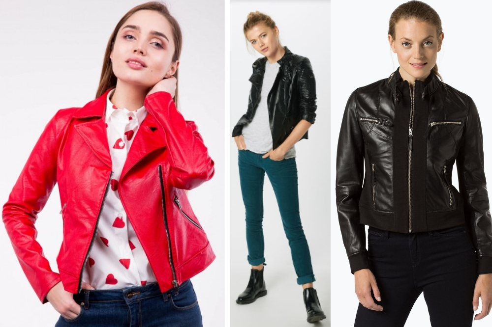 Stylowe skórzane kurtka na wiosnę z wyprzedaży to doskonała okazja, by zaopatrzyć się w uniwersalne okrycie, fot. zoio.pl, aboutyou.pl, vangraaf.com.
