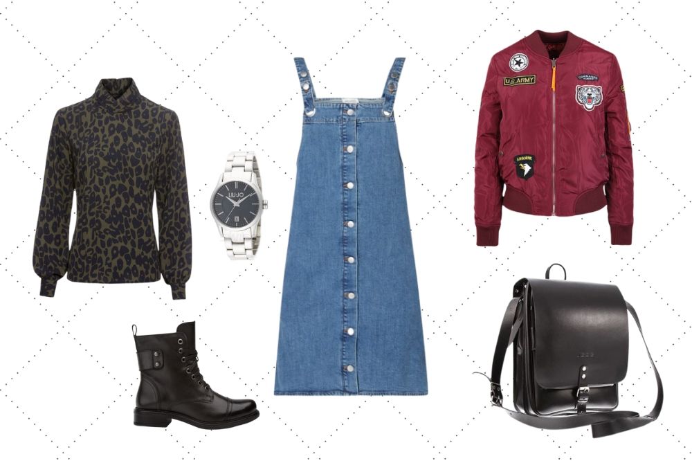Modne stylizacje do szkoły z jeansową sukienką dają mnóstwo możliwości! fot. bonprix.pl, eobuwie.com.pl, swiss.com.pl, peek-cloppenburg.pl, modoline.pl, bagazownia.