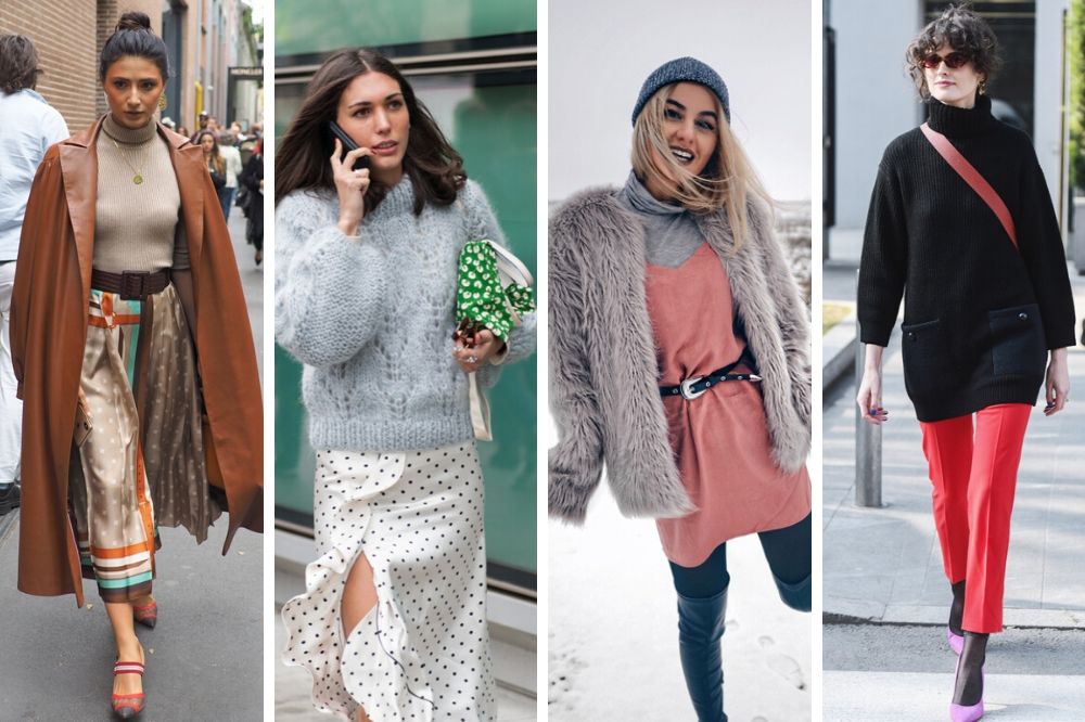 Jak nosić golf na co dzień? Np. ze spódnicą typu slip skirt.