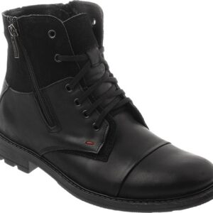 Czarne buty zimowe Komodo w stylu casual sznurowane ze skóry