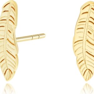 Irbis.style srebrne kolczyki pozłacane ażurowe pióra