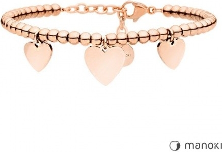 Manoki BA635R piękna bransoletka damska z serduszkami, różowe złoto