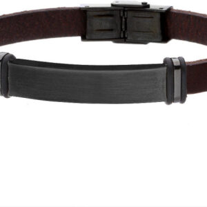 Manoki Brązowa bransoletka do grawerunku stal i skóra naturalna