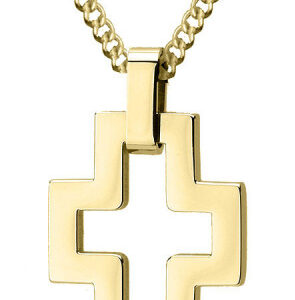 Manoki Pozłacany minimalistyczny krzyżyk na łańcuszku stal szlachetna