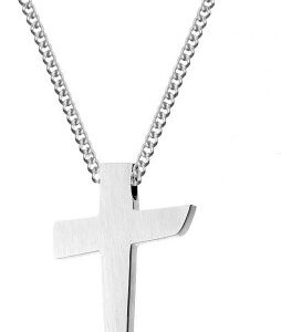 Manoki WA477 satynowany krzyż naszyjnik ze stali szlachetnej