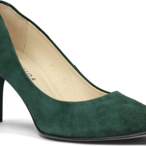 Zielone szpilki Neścior na obcasie ze spiczastym noskiem na niskim obcasie